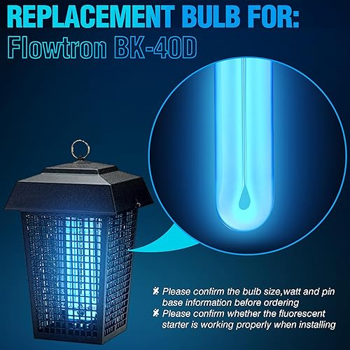 Miniatura 4 de Kittmip Bombillas de repuesto BF190 Bug Zapper de 10 pulgadas compatibles con Flowtron BK-40D, bombillas negras de 32 W, FUL32T8BL, 365 nm con luz