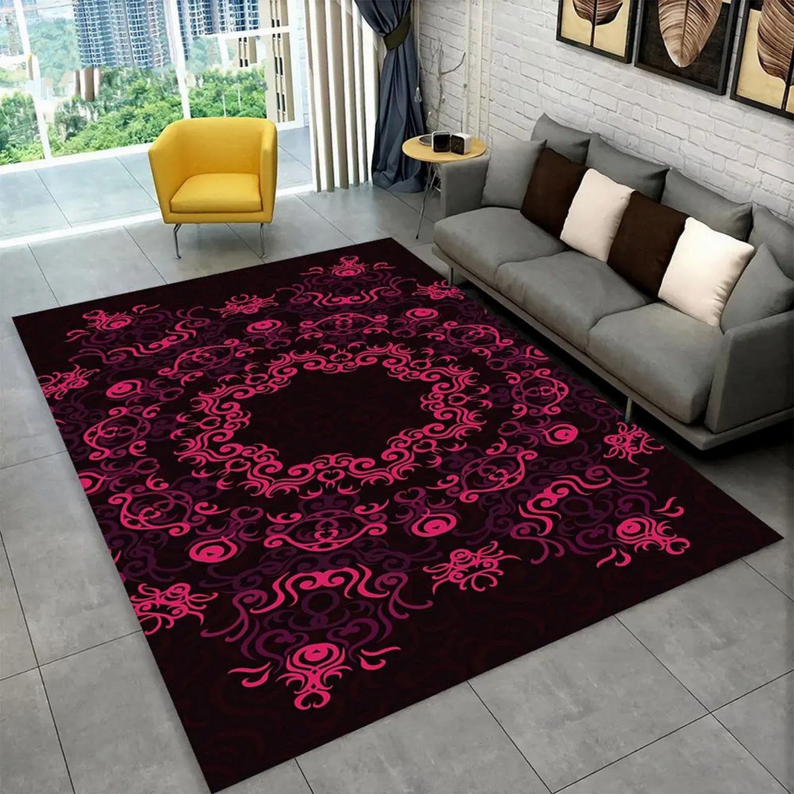 Tapis de salon facile à nettoyer grand format flanelle douce 3D