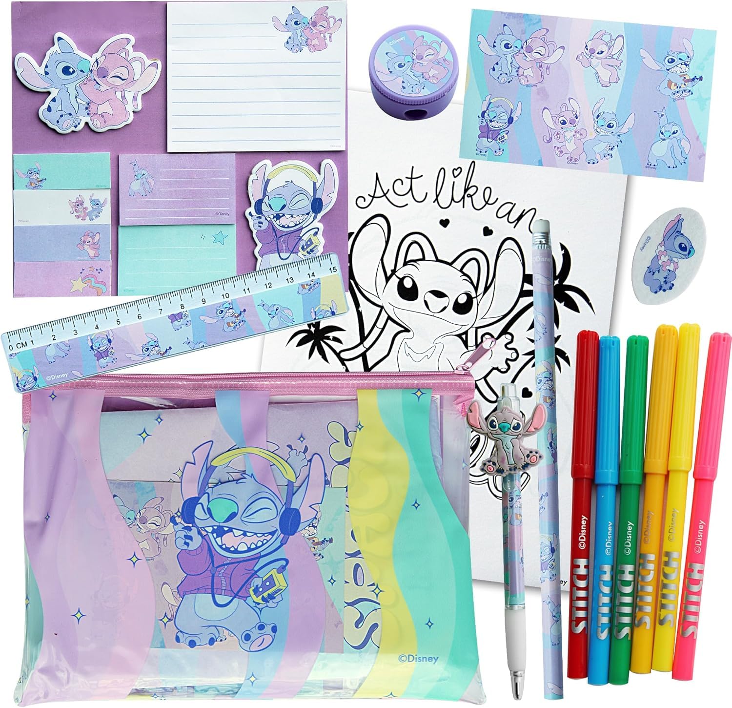 Disney Stitch Stationery Set, Lilo and Stitch Stationery, Stitch Colouring Set