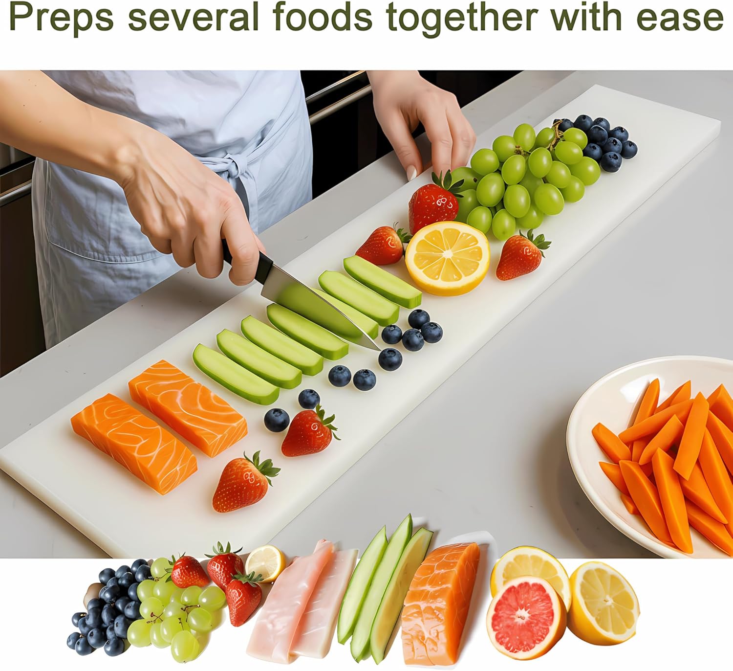 Commercial Cutting Board 810338, Plastic Poly Kitchen Board Dishwasher Safe, Compatible Replacement for 810338, Heavy Duty Food Prep Surface for Restaurant Use (60 x 11.75 x 0.6 inch)