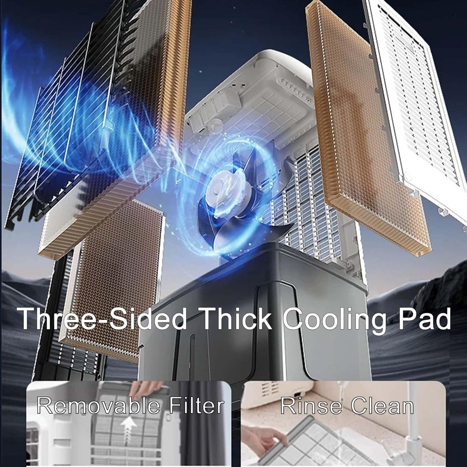 Portable Evaporative Air Cooler, 70L Swamp Cooler with 120° Oscillation, 3 Speed Settings, Ideal for Patios, Garages, and Commercial Use - Efficient Cooling Solution