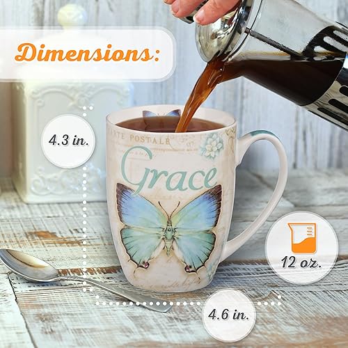 Miniatura 2 de Tazas con diseño de mariposa y texto Blessed, Believe y Grace