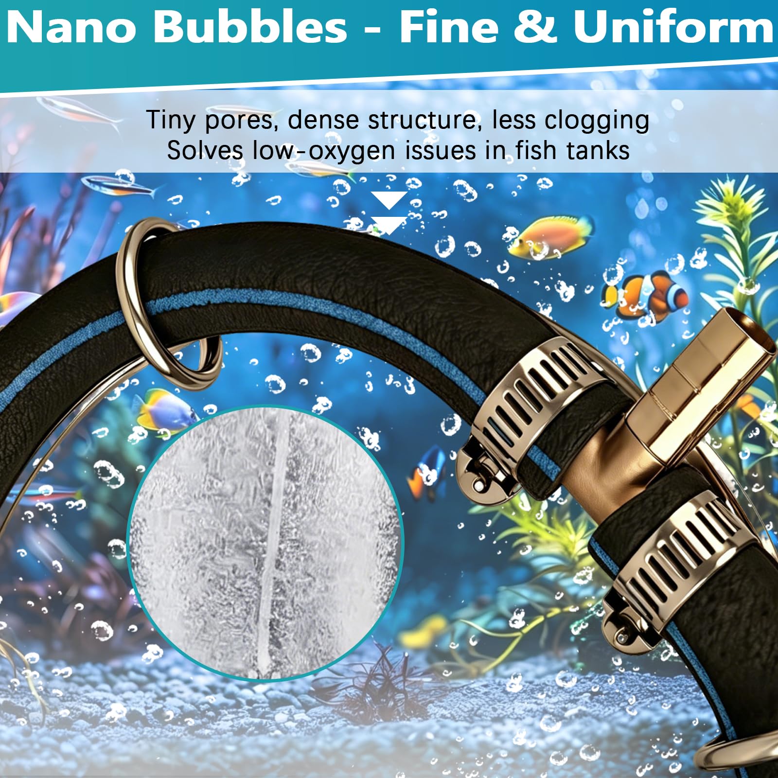 BRGD Belüfter Teich Belüfterring, Runder Sauerstoffdiffusor aus Edelstahl mit 5m Schlauch für Heimaquarien, Koi-Teiche, Zierfischteiche, Gartenteiche, Dreifach-Ring Ø35cm