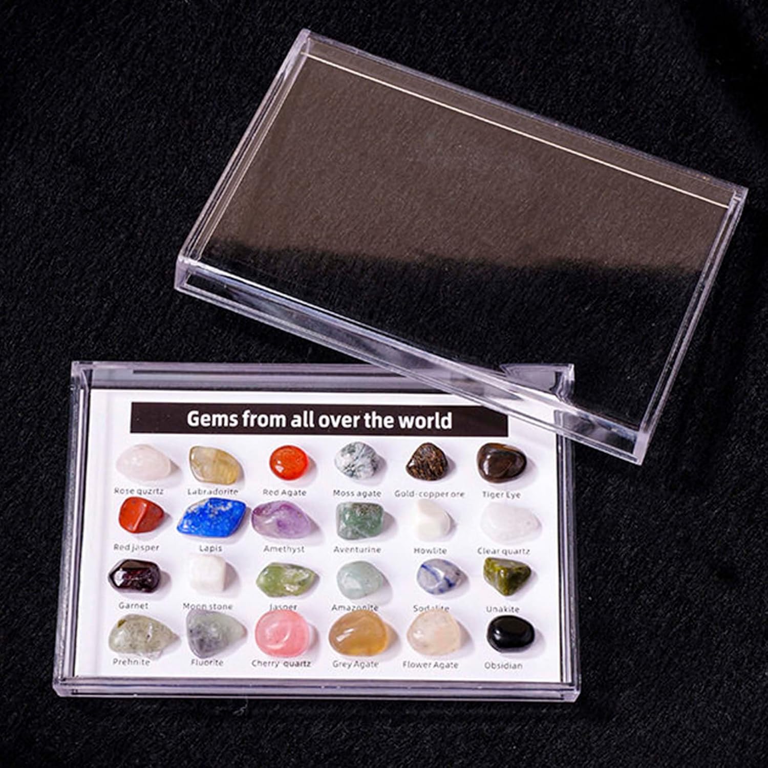 100pcs Natural Crystal Gemstone Collection - Mixed Raw Mineral Specimens Including Quartz, Amethyst, and More for Healing, Display, Decoration, and Gift Giving (Mineral specimens -24 Types)