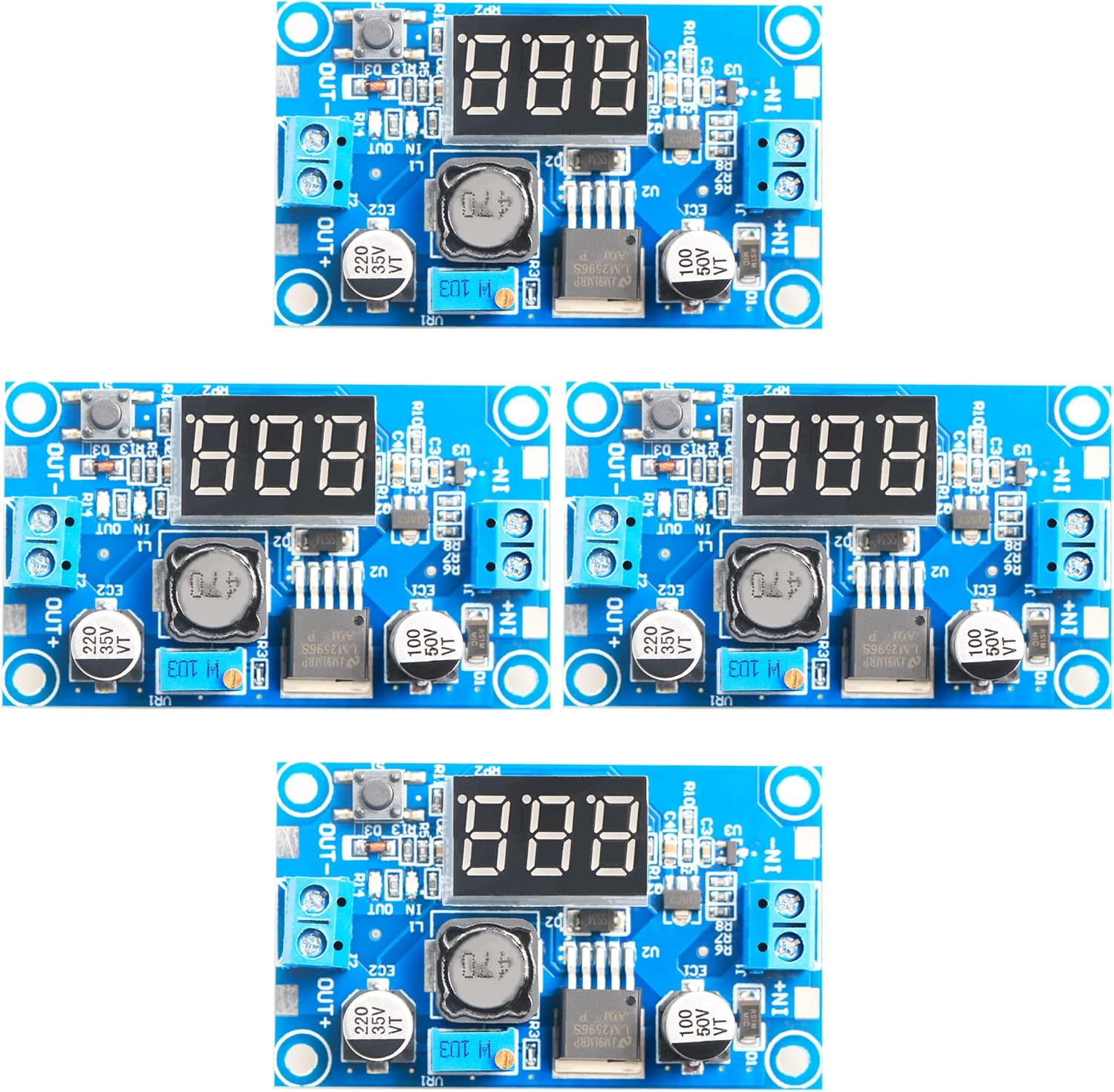 Adjustable LM2596s Buck Converter DC to DC Voltage Regulator Power Module 36V 24V 12V to 5V 2A Voltage Stabilizer with LED Display 4 Pack