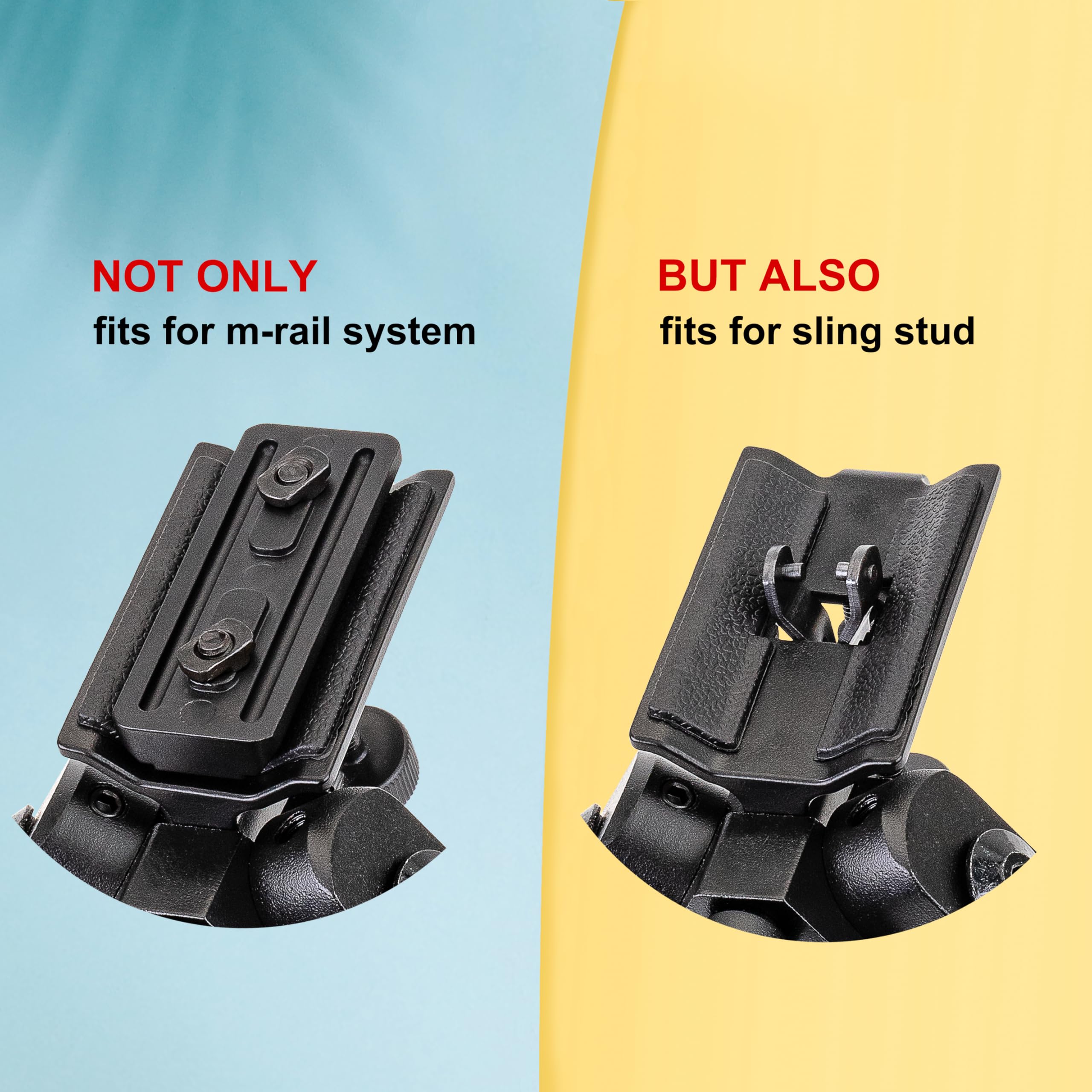 Zweibein für M-Rail-System, Neig- und Schwenkzweibein mit 1/4-Zoll-Adapter, 5-Stufen-Klappmechanismus und klappbaren Beinen