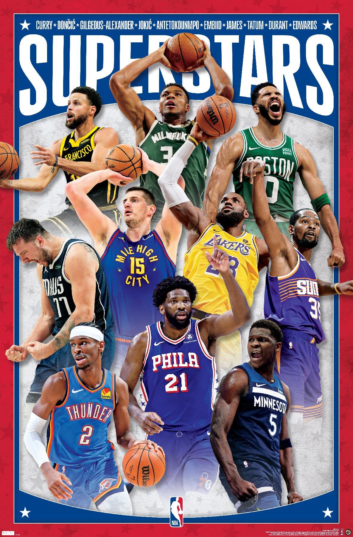 Trends International NBA League Superstars 24 Wall Poster, 34L x  Unframed Version