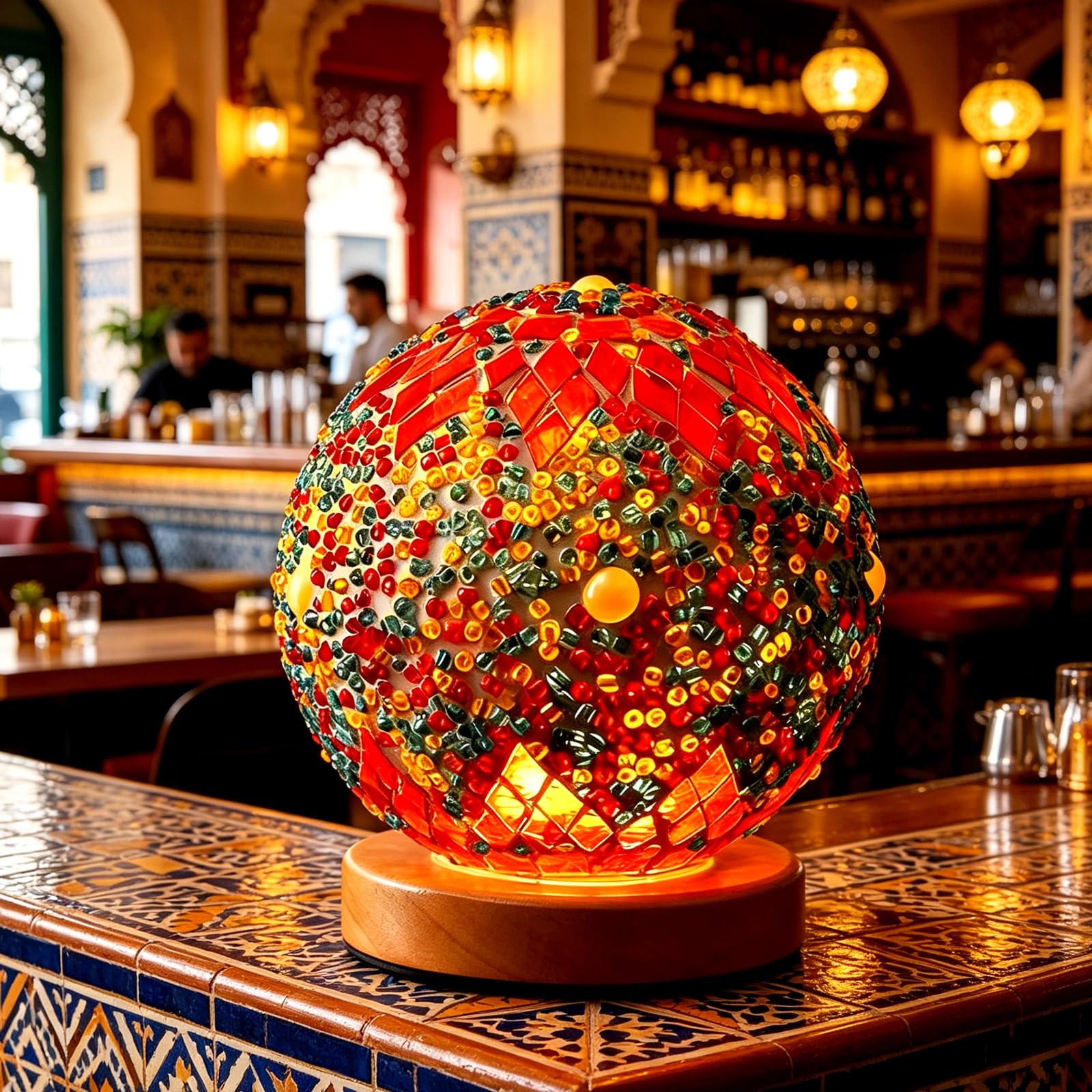 shulovehua Table Lamp Vintage Turkish Mosaic Lamp Colorful Morocco Night Light USB Power Colorful Glass Table Light for Exotic Bar Yoga Room and Restaurant (Maroc - Orange, Maroc)