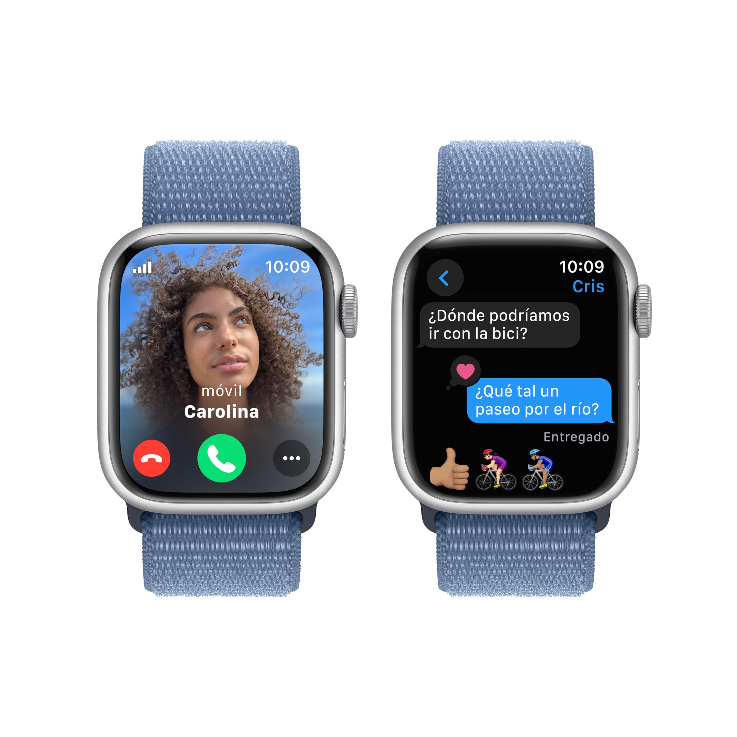 Apple Watch Series 9 [GPS + Cellular] Smartwatch con Caja de Aluminio en Plata de 41 mm y Correa Loop Deportiva Azul Invierno. Monitor de entreno, App Oxígeno en Sangre, Neutro en Carbono — view 4