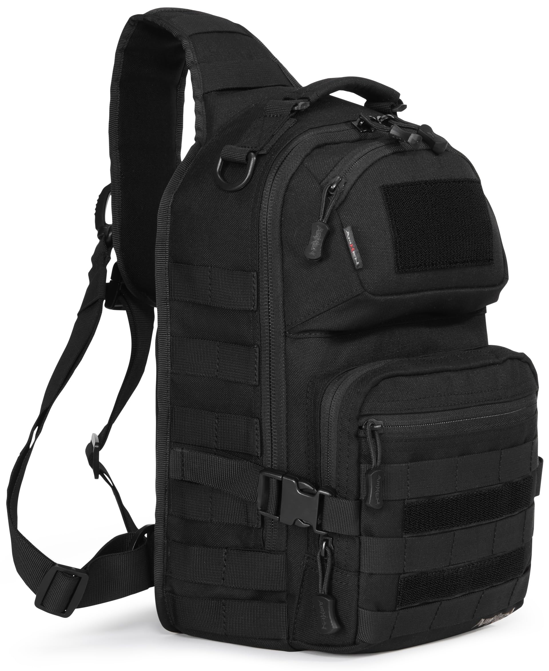 AMHEH 15L Tactical Sling Bag | Quick Access for EDC Hiking, 12 Inch Laptop for Travel, 1050D Fabric, One Size Fits Most (Black)