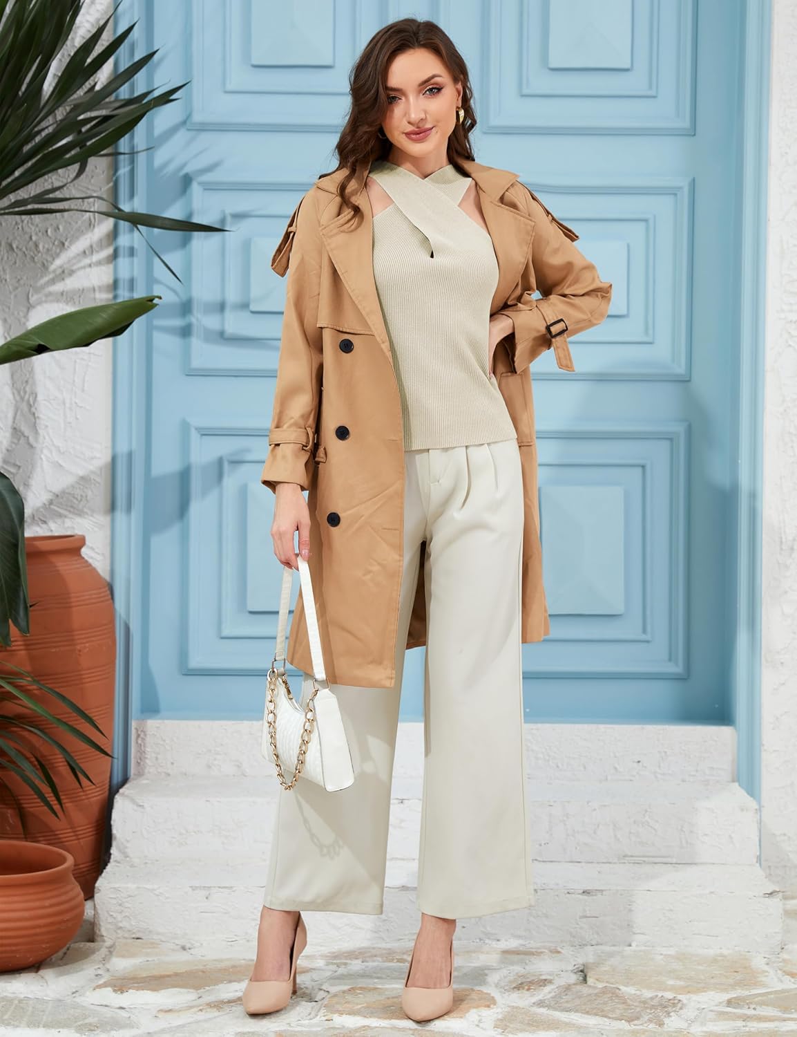 Yeokou Women Halter Cross Over Collar Tank Knit Sleeveless Top Solid Color Casual Summer Blouse - Image 7