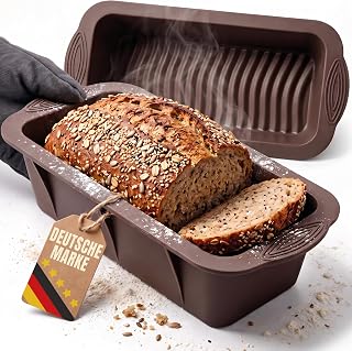 Marcel's Brotbackform Silikon 23cm – Rechteckige Kastenform für Brot | Antihaft Backform ohne Einfetten, 1400ml Volumen | Brotform zum Backen, spülmaschinenfest & hitzebeständig bis 250°C (1, Grau)