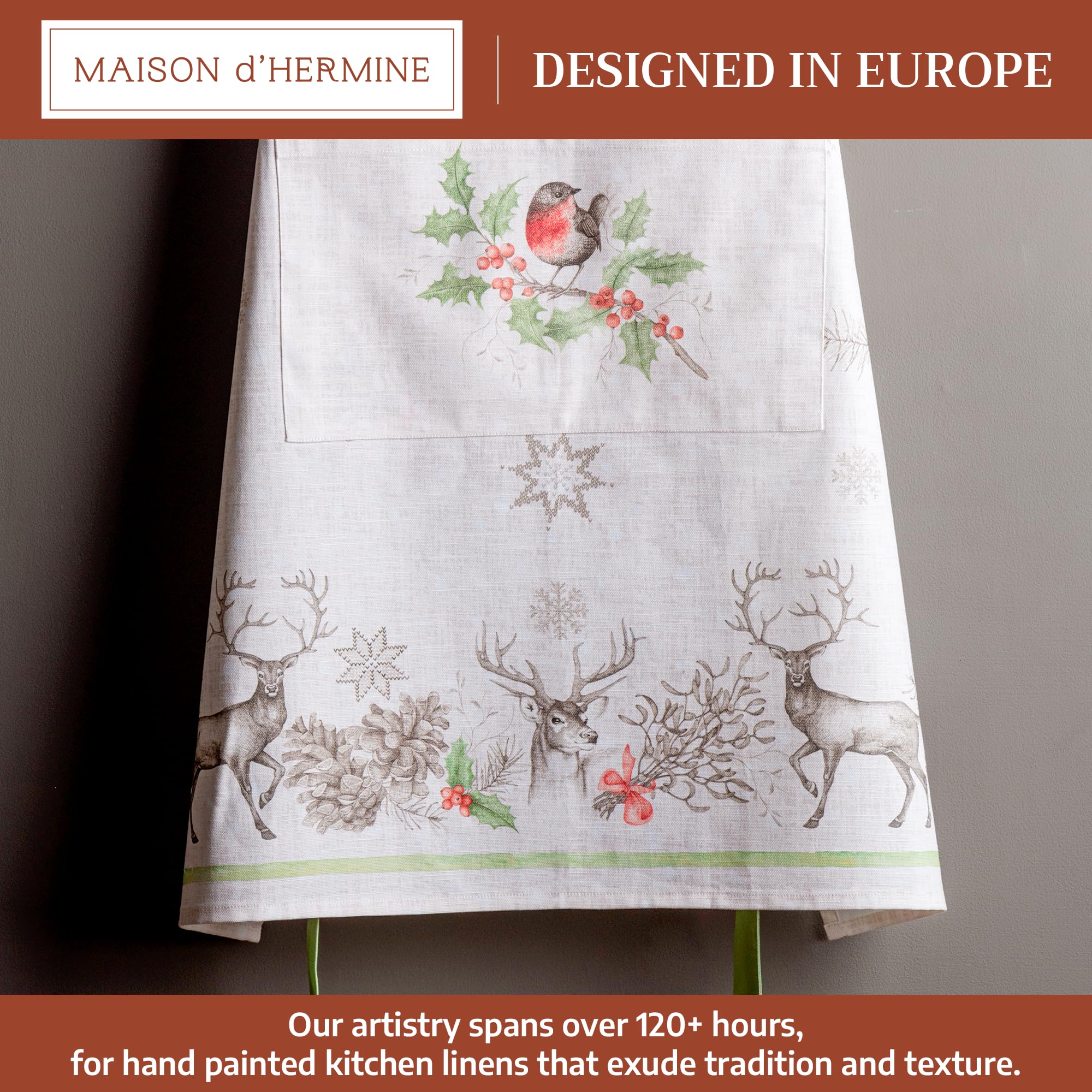 Maison d'Hermine Equinoxe Delantal 100% algodón con cuello ajustable y bolsillo central oculto, 69,8 x 80 cm