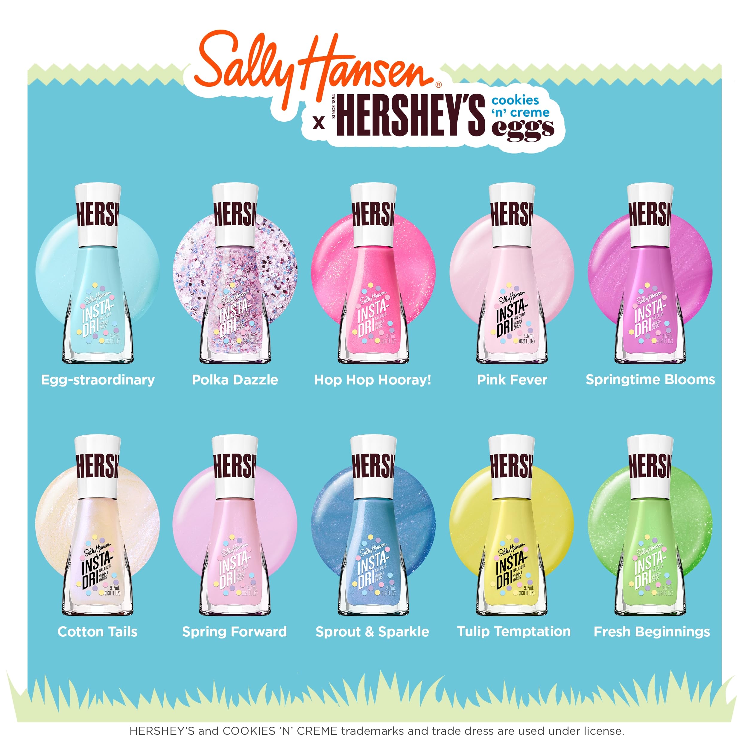 Sally Hansen Insta-Dri Nail Polish | Quick Dry, Long Lasting, Streak-Free Shine | Opaque, Shiny | 509 Mint Me in St. Louis | Soft Aqua Blue Nail Color.: 783 Sprout & Sparkle 0.31 Fl Oz (Pack of 1)