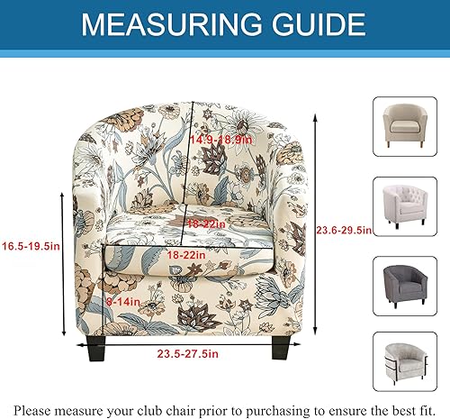 Miniatura 2 de KRFOONN 2 piezas de fundas para silla de club, fundas elásticas para sillón, fundas de sofá, fundas de sofá extraíbles de barril redondo, funda