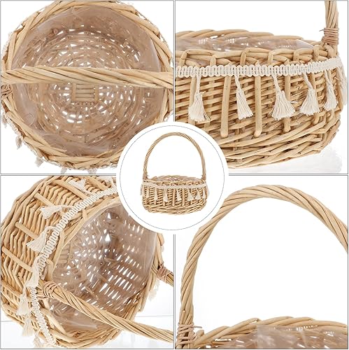 Miniatura 9 de Cabilock 3 piezas de flores de sauce decoración de ratán pequeñas cestas de madera cesta de huevo de Pascua cesta de mimbre hecha a mano maceta