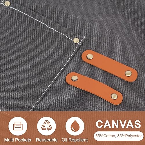 Miniatura 5 de Delantal de herramientas multifuncional para hombre, delantal de lona con múltiples bolsillos, carpintería, mecánico, herrero, delantal de trabajo