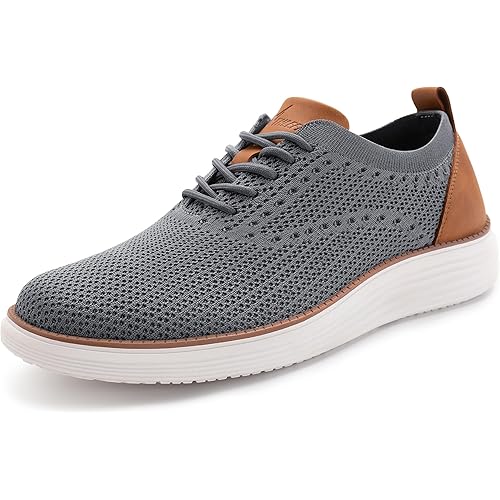 Athlefit Men's Fashion Dress Sneakers Mesh Breathable Oxfords Business Casual Walking Shoes
