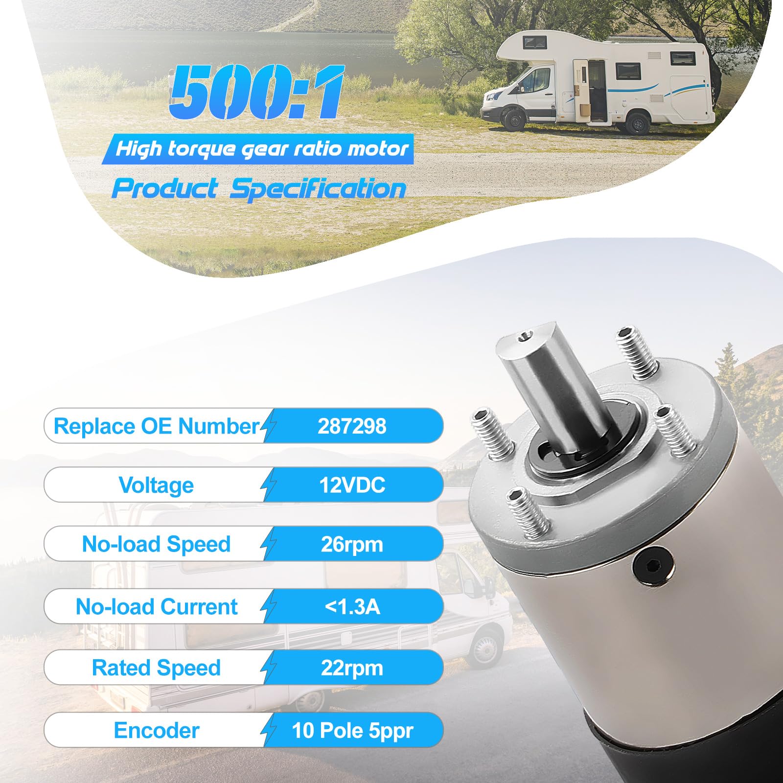 287298, RV In-Wall Slide-Out Motor Compatible With Lippert
