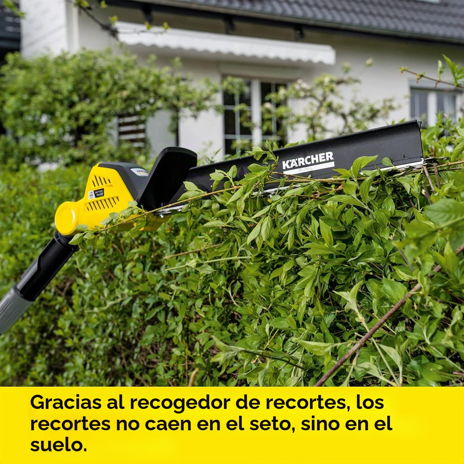 Kärcher 18 V Cortasetos pértiga PHG 18-45, longitud de corte: 45 cm, prolongación, cabezal de corte inclinable, rendimiento: máx. 250-500 m, compatible con la batería Kärcher 18 V, batería no incluida