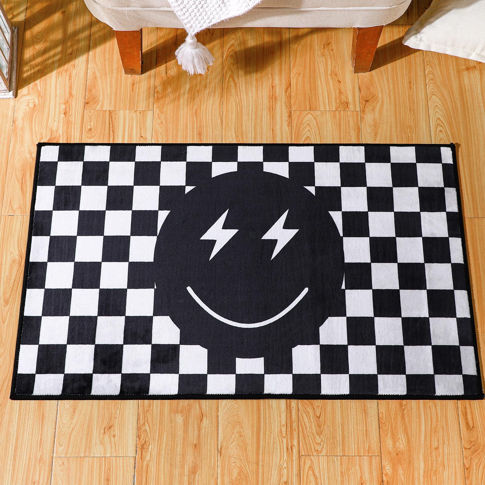 Amazon.com: Demissle Smile Face Rug Preppy Check Buffalo Plaid Funny ...