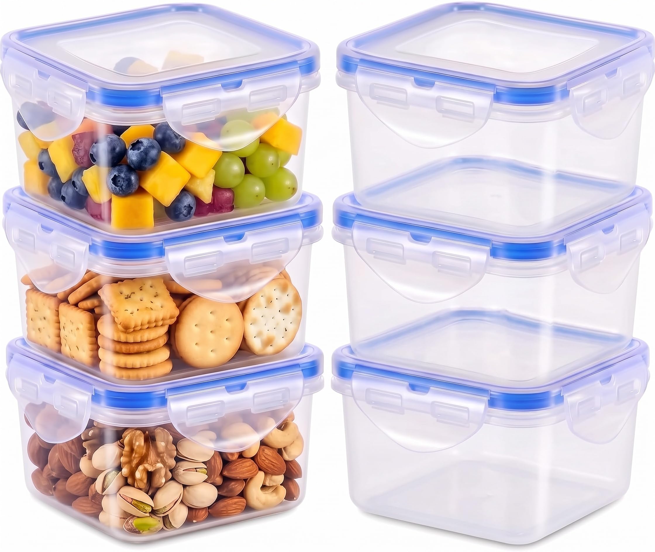 WZHHDM 6 PCS 400ml Square Food Containers with Lids Airtihgt