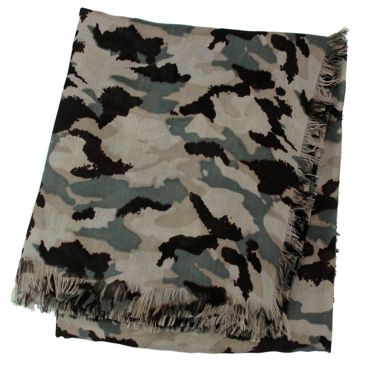 サンローランパリ カモフラコットンカシミヤストール 迷彩