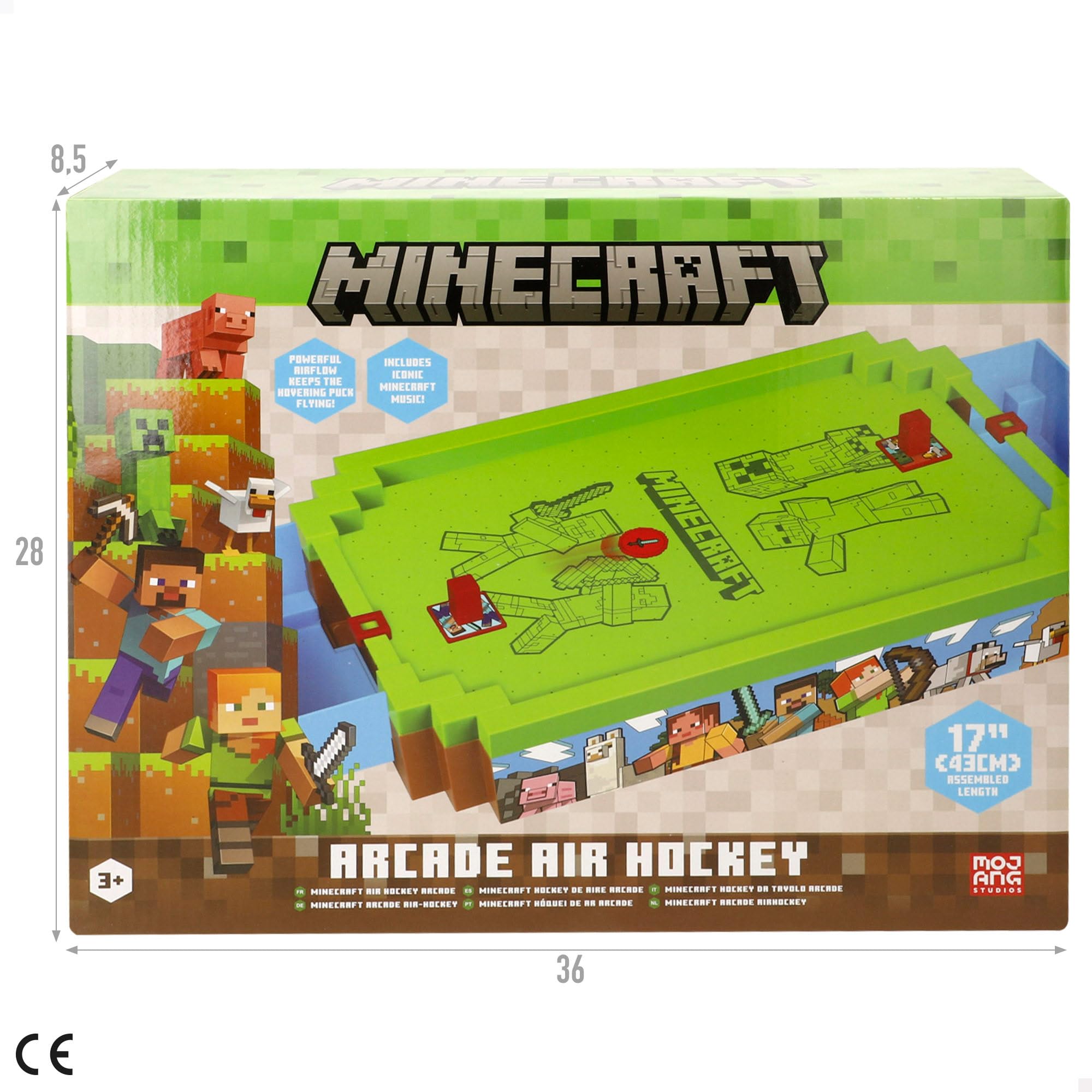 COLORBABY Minecraft Air Hockey Tavolo elettronico, Overworld, Superficie Aria, Segnalibro, Design Premium, Licenza ufficiale, Giochi da tavolo elettronici, Giochi da collezione, Bambini, Adulti (77715