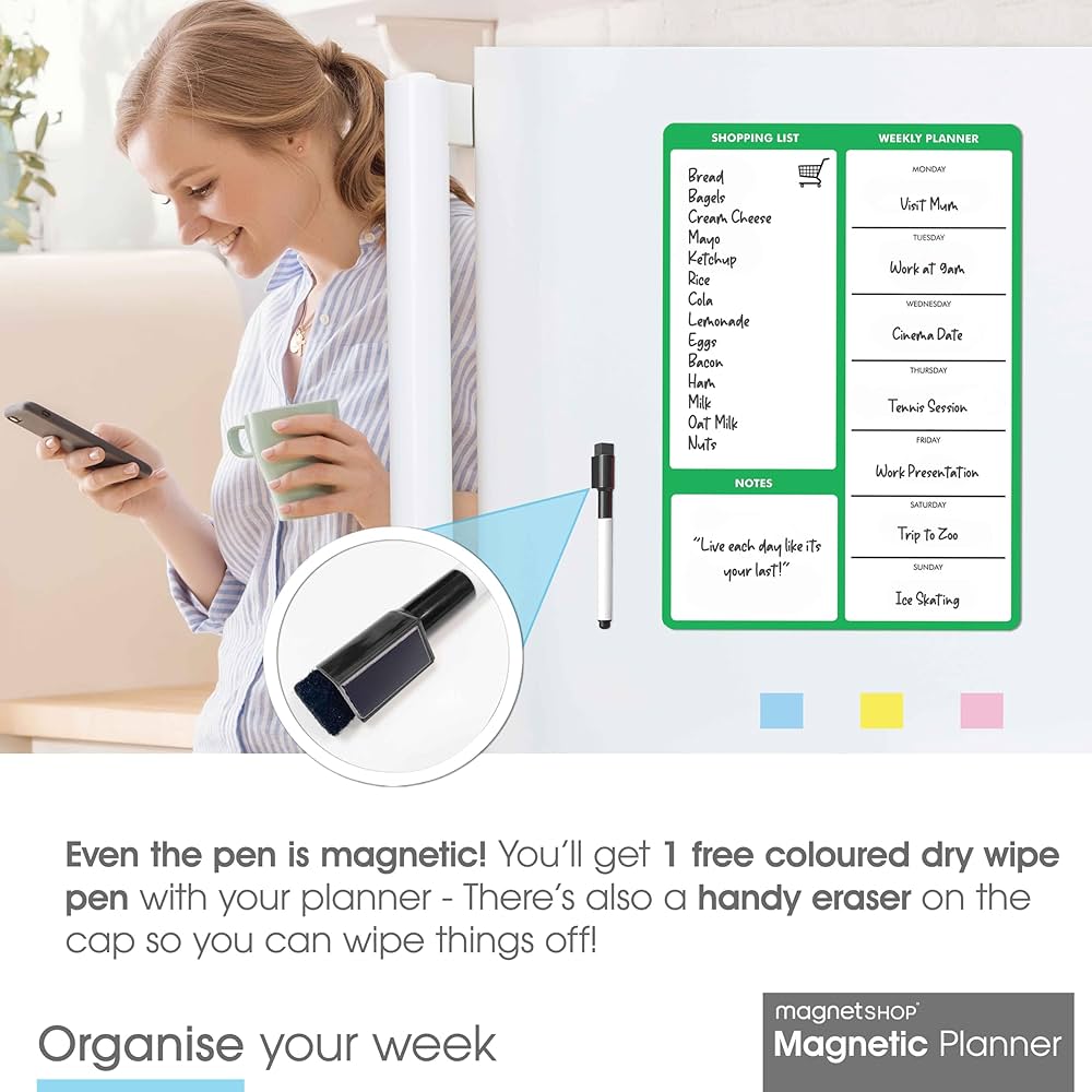 Magnetisch Whiteboard A4 Voor Koelkast - Met Stiften & Magneten