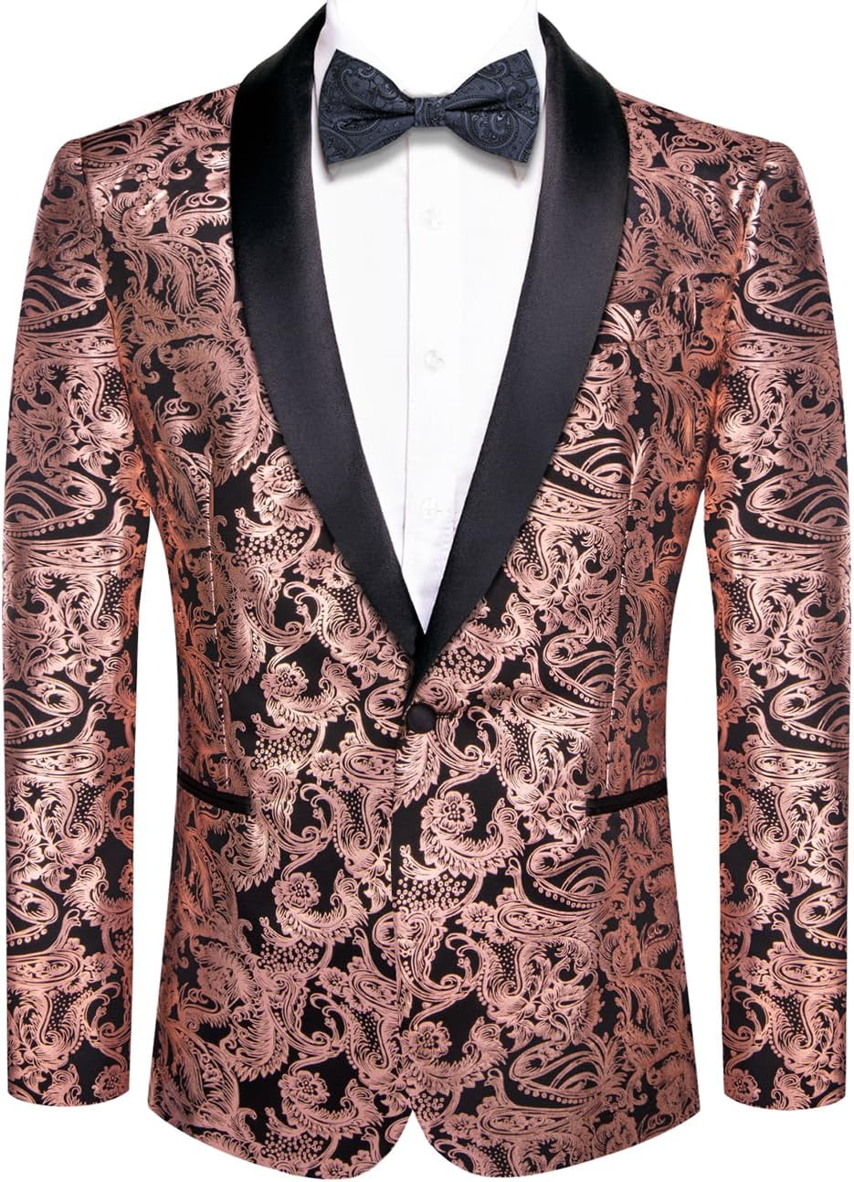 Stylish Men Suit Jacket Blazer Shawl Lapel One Button Slim Fit Long Sleeve Jacket Tuxedo Party Dinner