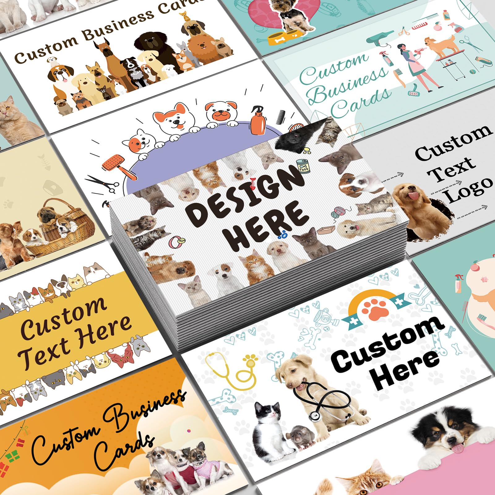 Custom Business Cards Customized with Logo Photo Text, Personalized Business Cards 200 PCS Printable Double Sided 3.5"x 2" Waterproof Business Cards -