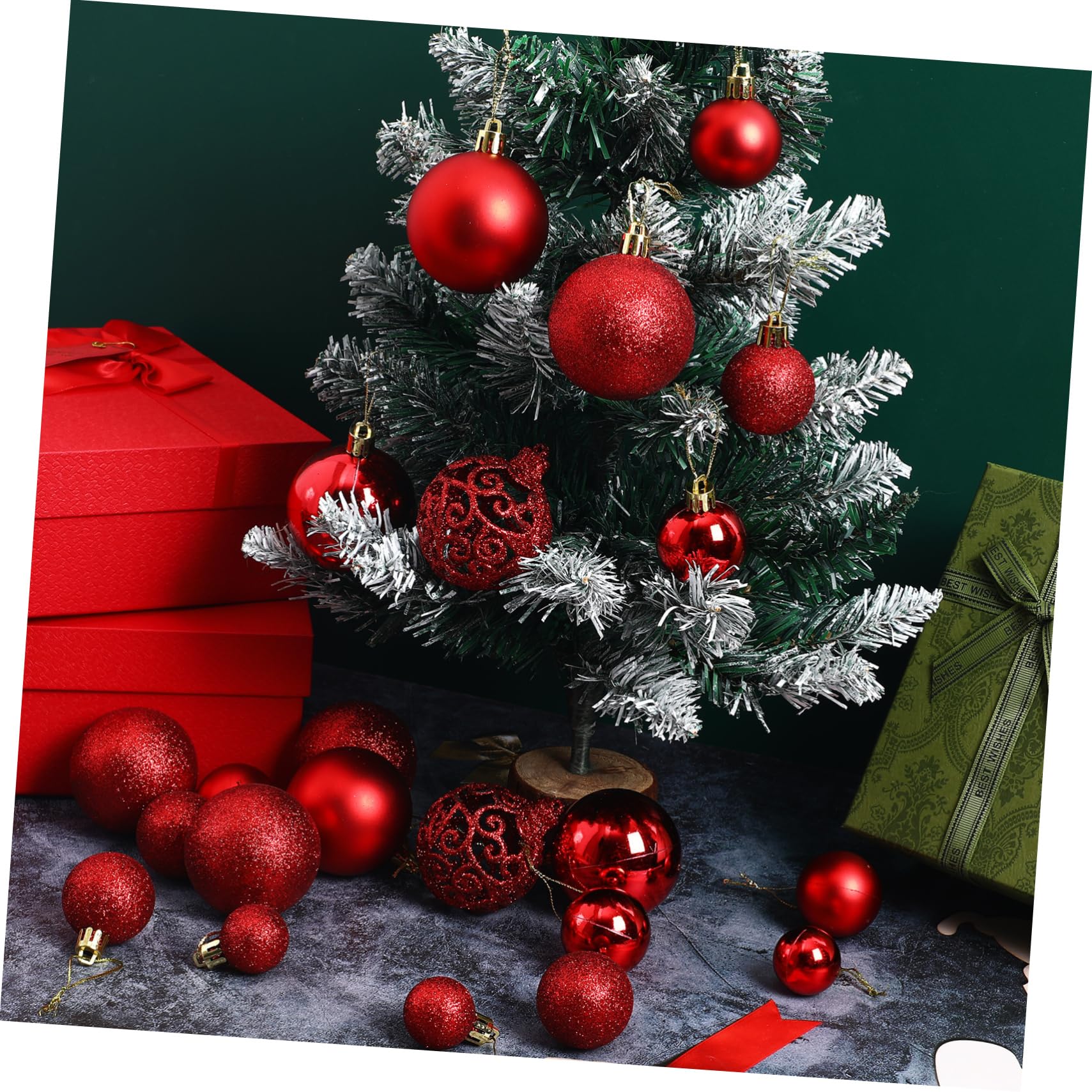 Cabilock Lot de 100 Boules de Noël Rouges Galvanisées Creuses pour Décorations d'arbre de Noël