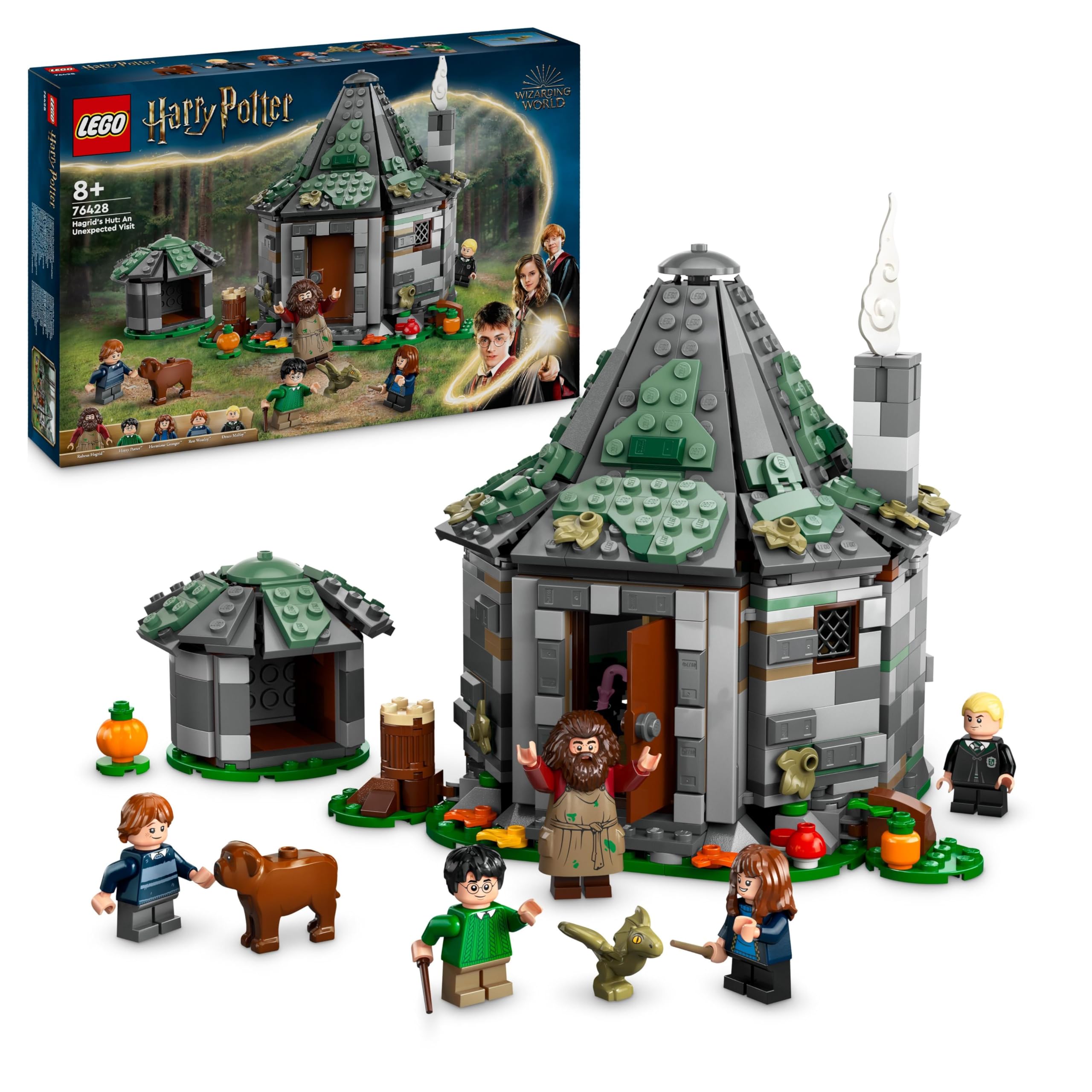 LEGOHarry Potter Hagrid’s Hut: An Unexpected Visit, Toy House for 8 Plus Year Old Kids, Boys & Girls, Includes Dragon and Dog Figures plus 5 Character Minifigures Incl Hermione & Ron, Gift Idea 76428