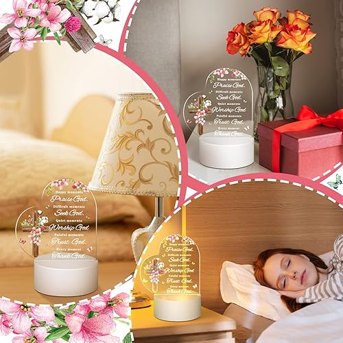 Miniatura 6 de Jetec Luz nocturna acrílica, regalo cristiano para mujeres, versículo bíblico inspirador, regalo para mujeres, decoración religiosa para boda,