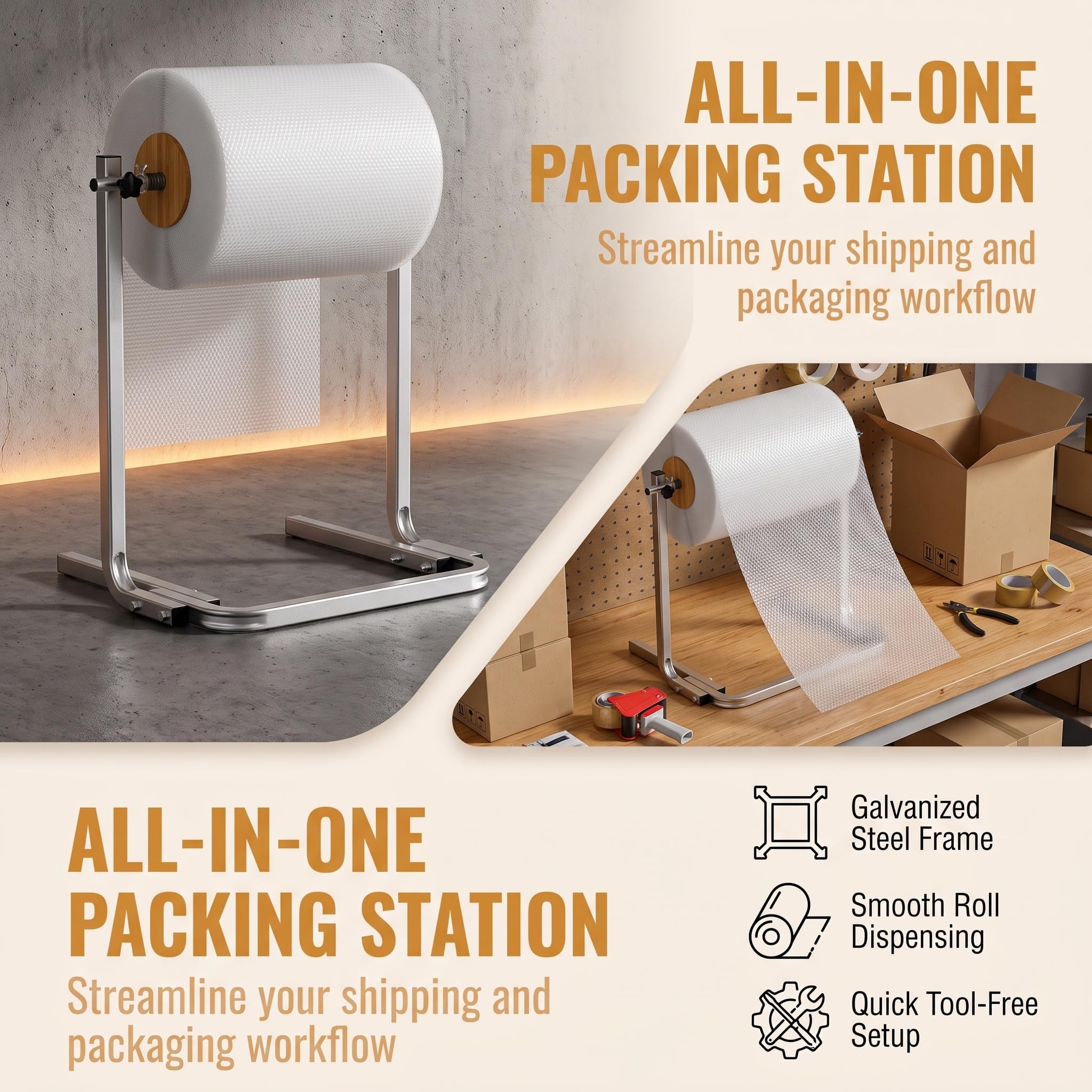 Dispenser Per Rotoli Di Pellicola Da Imballaggio, Dispenser Per Rotoli Di Pellicola Autoportante, Supporto Per Pellicola In Schiuma, Acciaio Zincato Per Attrezzature Di Spedizione Commerciali,