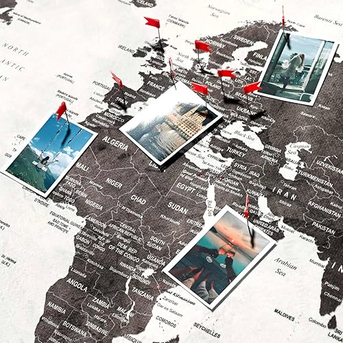 Miniatura 4 de Mapa del mundo XXL de 51 x 28 pulgadas, forro polar para colgar en la pared como tablero de pasador de viaje en diseño moderno de arte de pared, 20