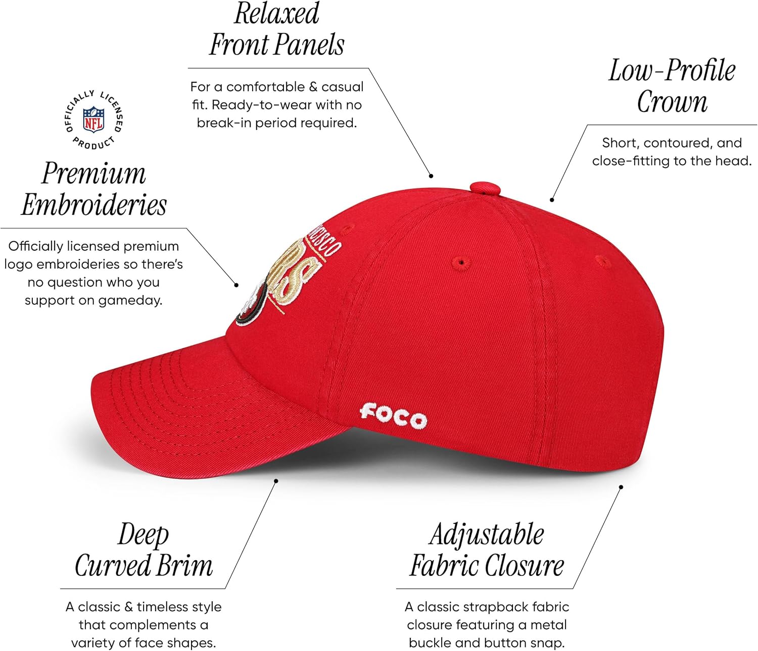 FOCO NFL Mens NFL Team Logo Signature Bars Casual Hat Caps - Image 3