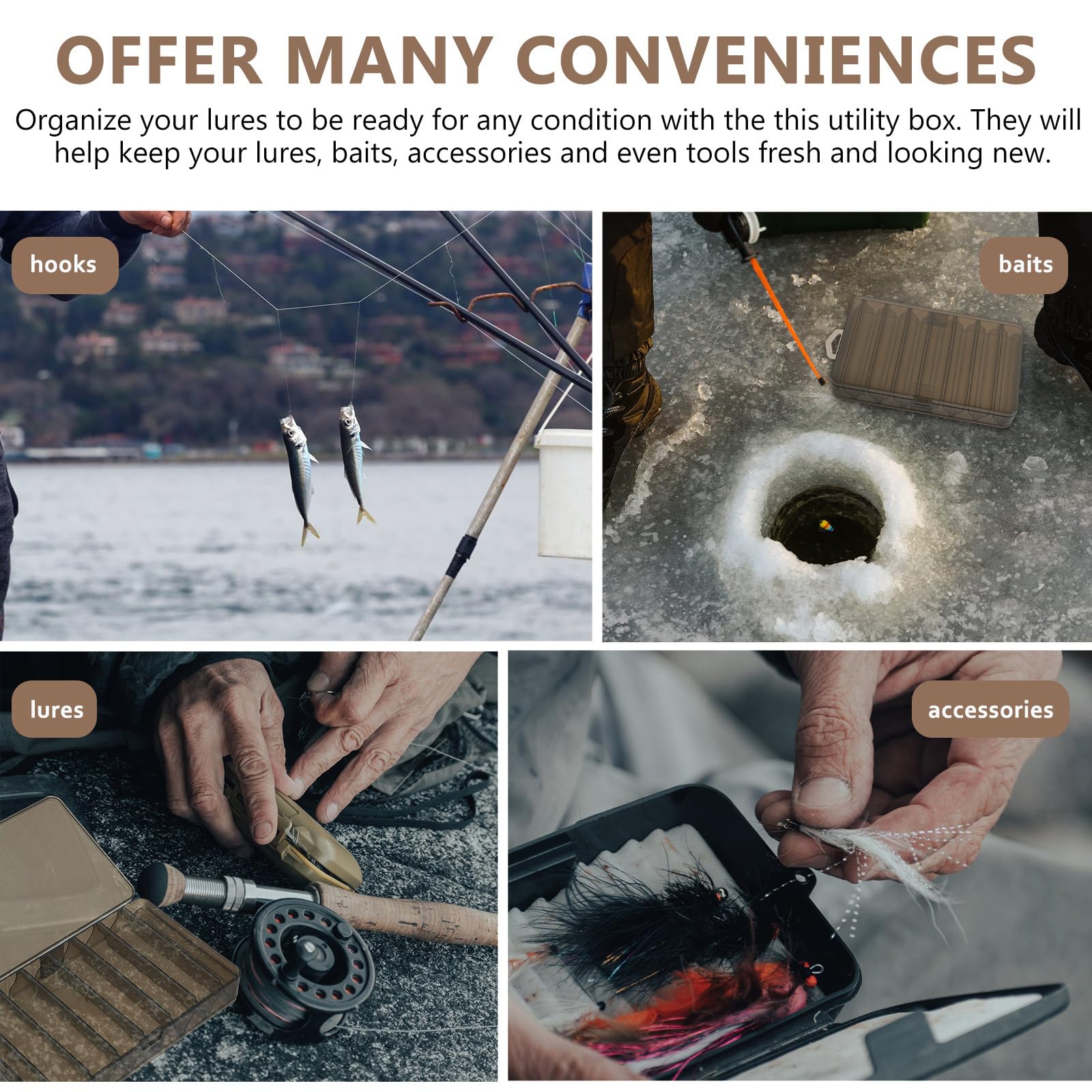 TOYANDONA Cassetta degli Attrezzi da Pesca Maniglia Organizer Portatile Scomparti Variabili Contenitore per Accessori da Pesca in Barca