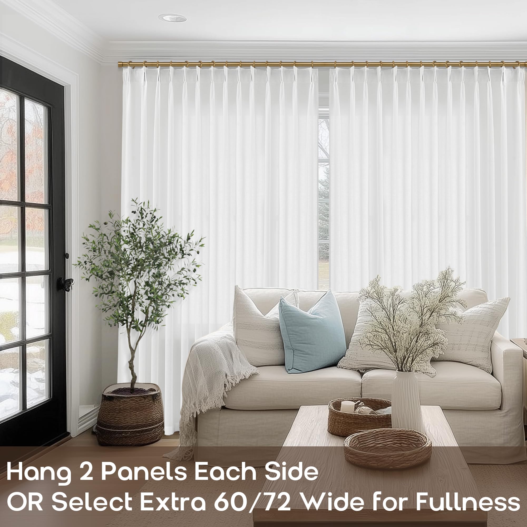 Amazon.com: SHINELAND White Linen Sheer Pinch Pleated Curtains 84