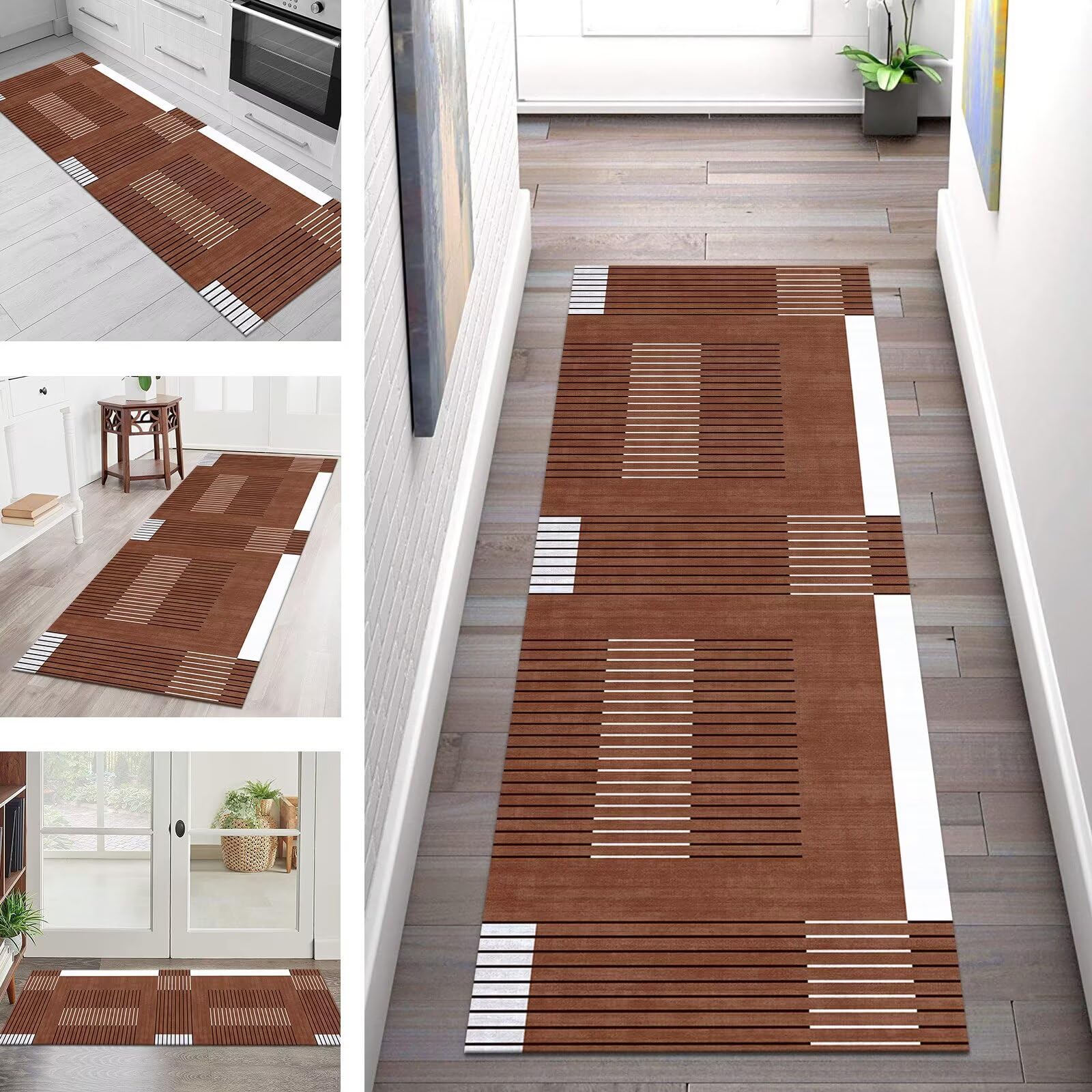 Tapijtloper Vloerkleed Anti-slip Keukentapijt Tapijten Wasbaar Woonkamer Slaapkamer per meter Haltapijt 120X250CM Groen Keukenloper Tapijtmatten Deurmatten Lopers Polyester Badmatten