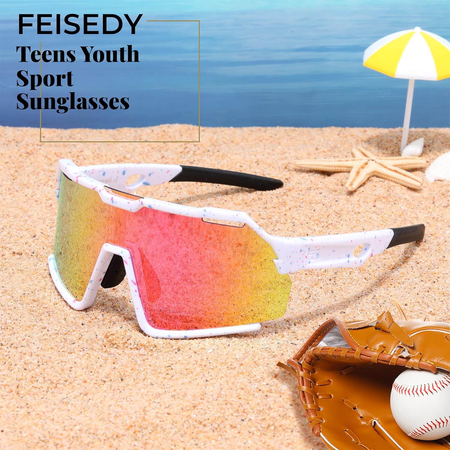 FEISEDY Polarized Kids Sunglasses Youth Sports Cycling Shades,UV400 Protection For Teens Baseball Tennis Sunglasses B0092 - Image 3