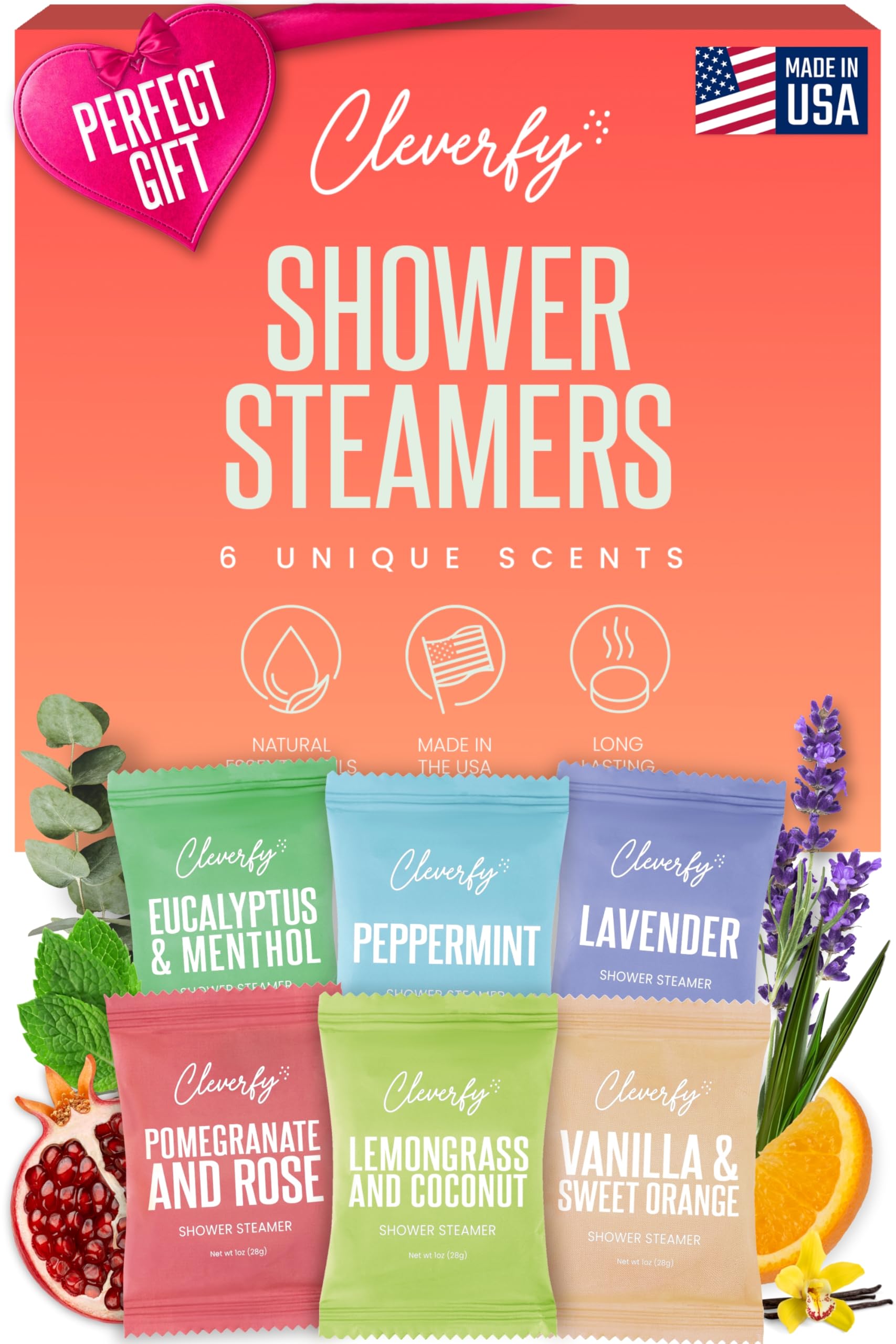 Cleverfy Shower Steamers Aromatherapy - Valentines Day Gifts for Her, Him, Women, Daughter, Mom, Girlfriend, Wife, Teen Girls and Boys - Valentines Gifts for Her, Him, Women and Men - 6 Tablets