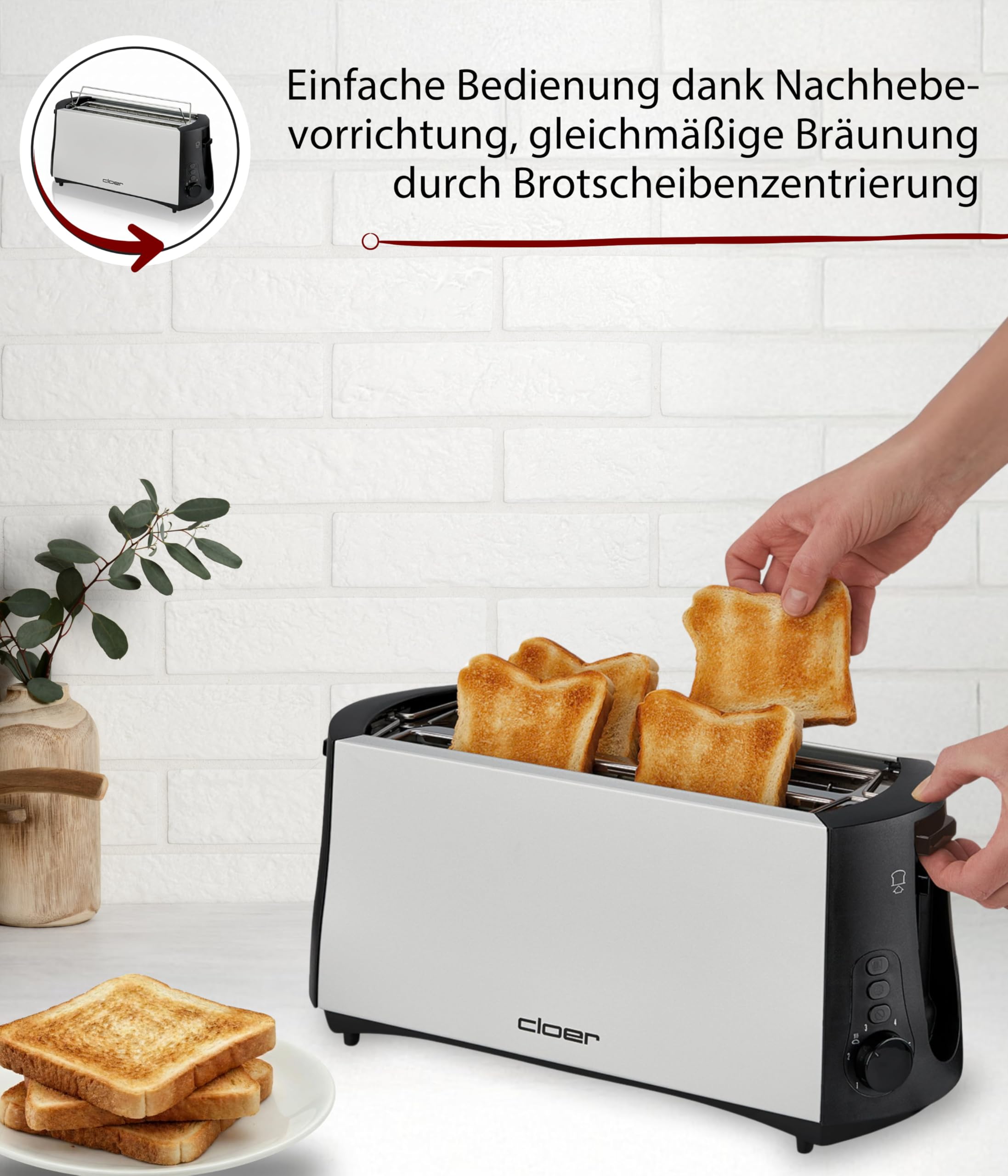Cloer 3710 Langschlitztoaster für 4 Toastscheiben – Bild 3