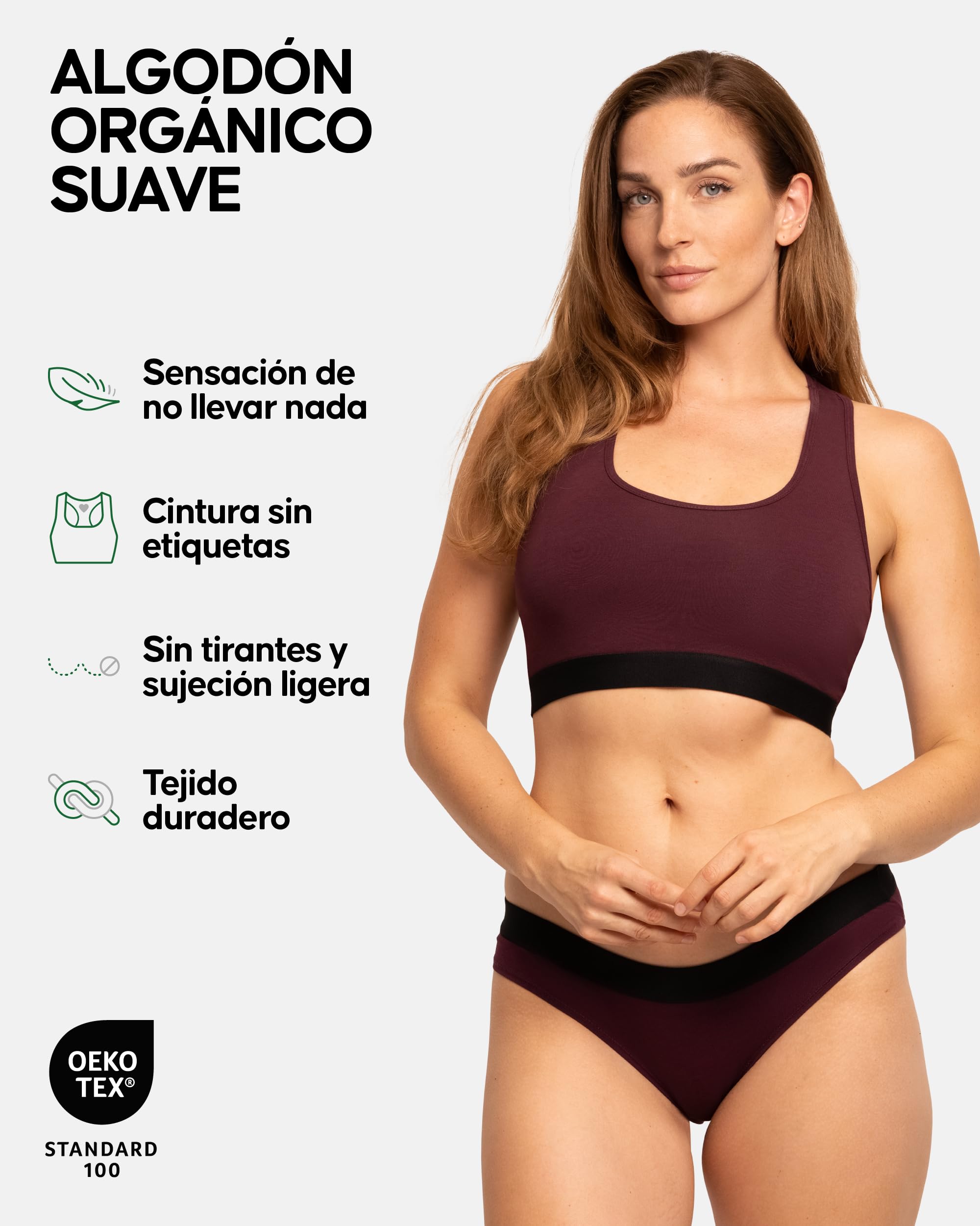 DANISH ENDURANCE Sujetador Espalda Nadadora para Mujer, Algodón Orgánico Suave, 1 y 3 Pack