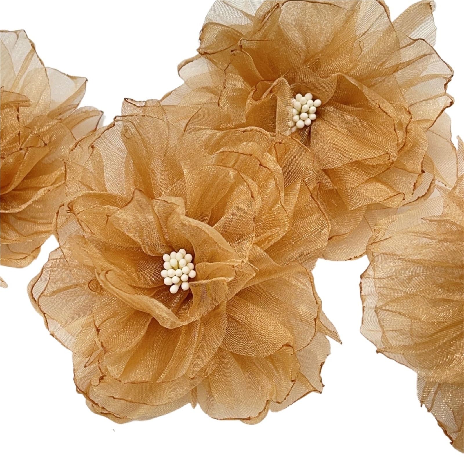 Wtaxbh Color 12 Iron On Patches 10Pc Colorful Organza Cluster Flowers For Wedding Dress Bridal Chiffon Fabric Trim Beads Applique Cloth Diy Garment Sewing Patches(Color 12)