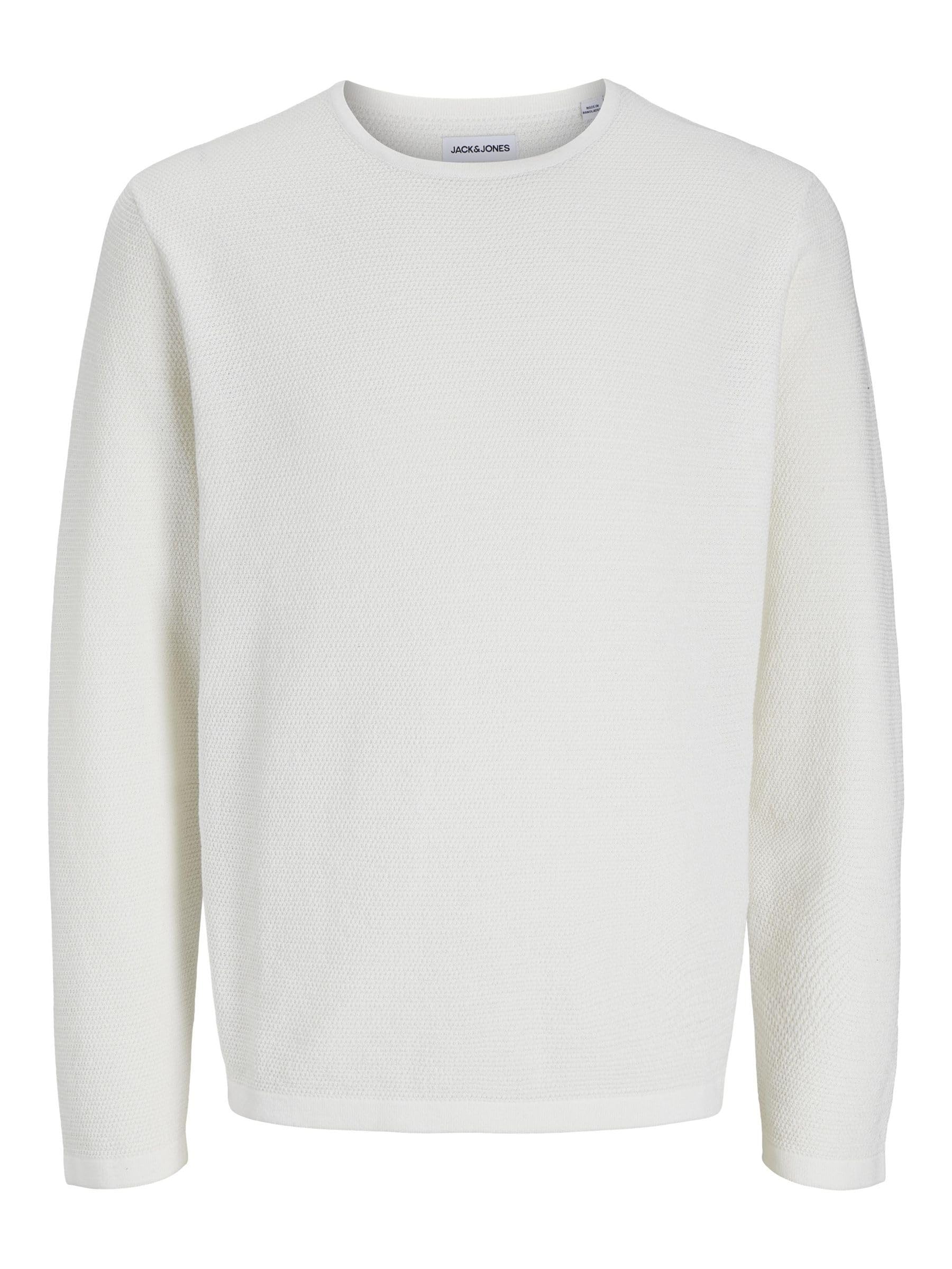 Jack & Jones Men's Cloud Dancer Crew Knit Sweater L
