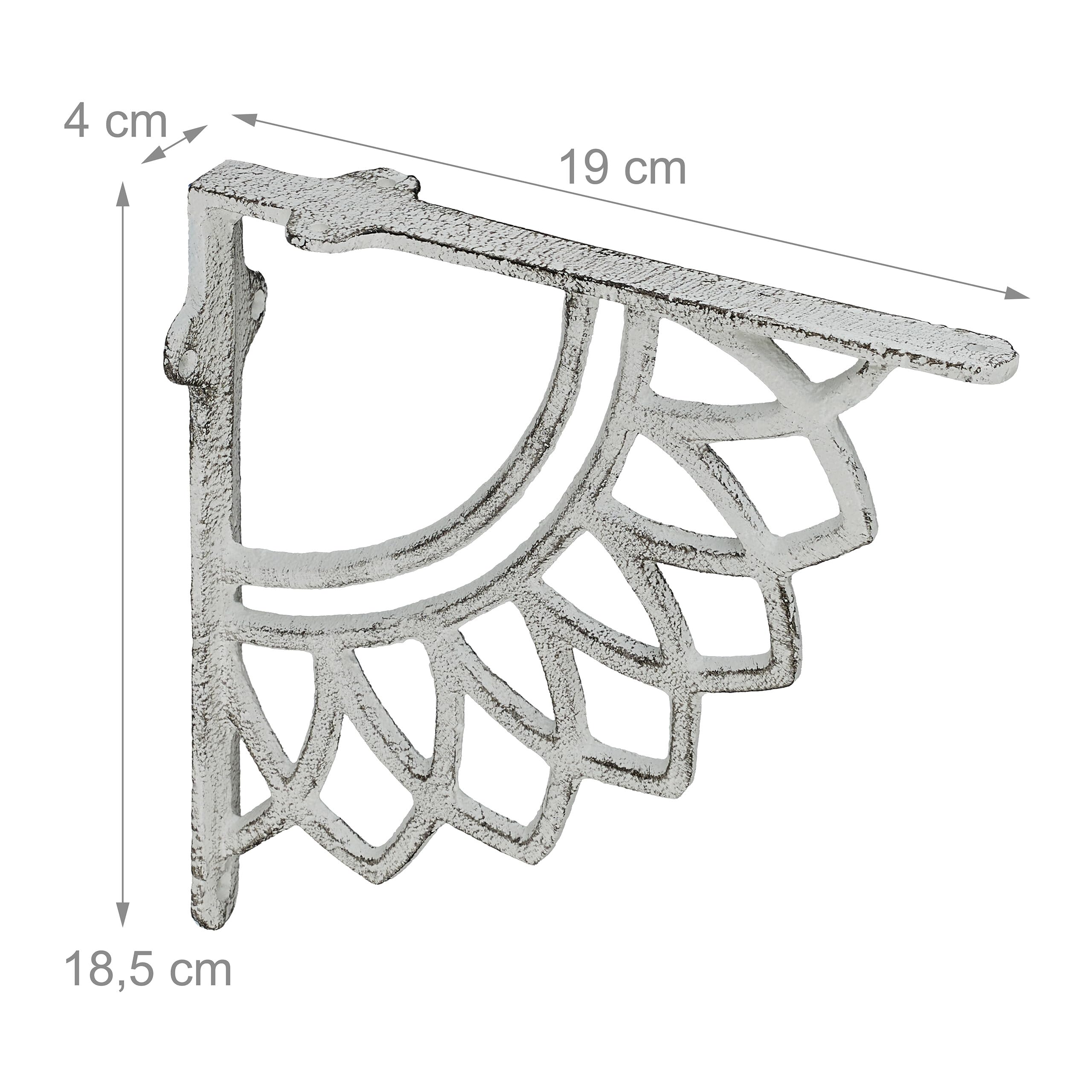 Relaxdays Reggimensola da Muro, Set da 2 Staffe per Mensole Parete, Supporti Angolari per Scaffali, Decorativo, Bianco