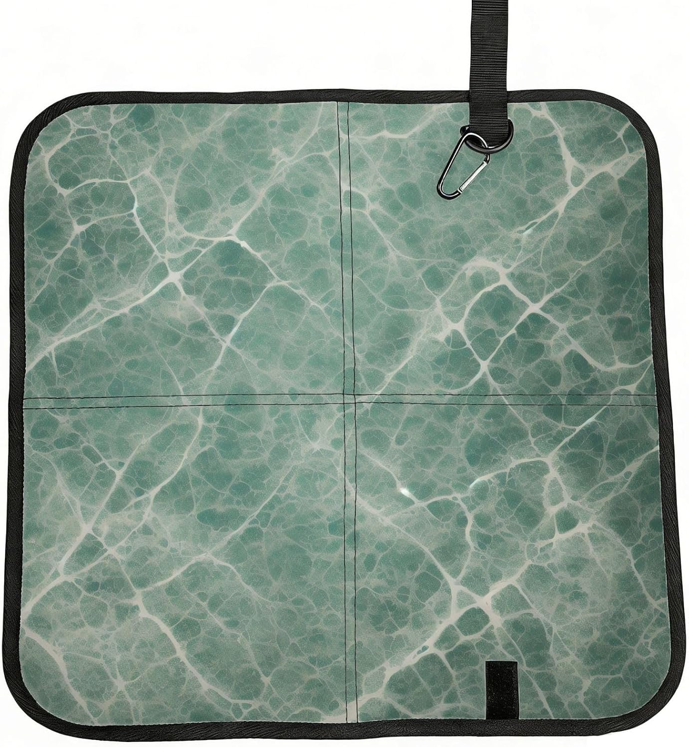 (Marble Blue Grey) Sitting Pad Foldable Seat Cushion Lightweight Camping Seat Mat with Hook for Outdoor Hiking Picnic Camping