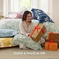 Vista 6 de Bedsure Full Size Comforter Set - 7 Pieces Floral Sage Green Soft Bedding Sets, Full Bed in a Bag with Botanical Flowers Comforter, Sheets