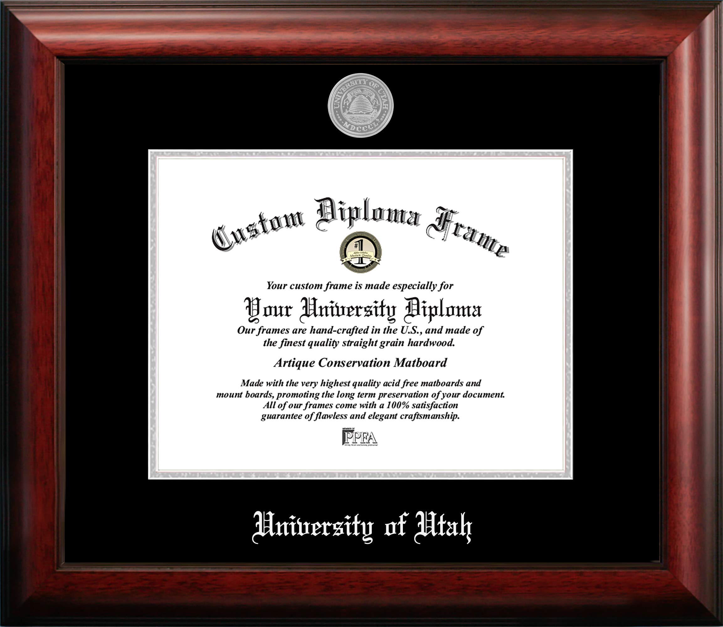 NCAA Utah Utes Unisex Silver Embossed Diploma Frame University of Utah 11W x 8.5H Silver Embossed Diploma Frame, Brown, One Size
